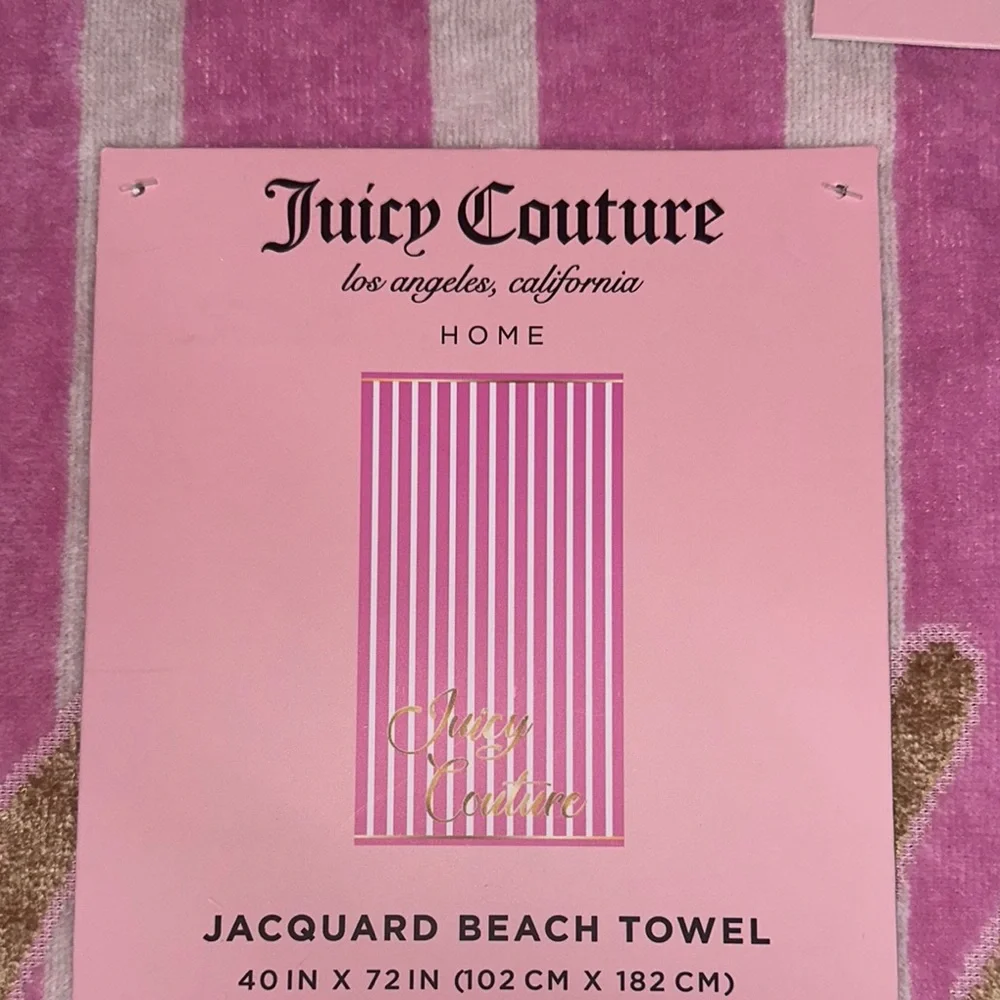 Juicy Couture Pink and White Striped Beach Towel